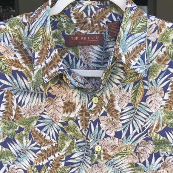 TORI RICHARD HAWAIIAN BUTTON DOWN SHIRT MENS L - Picture 4 of 9